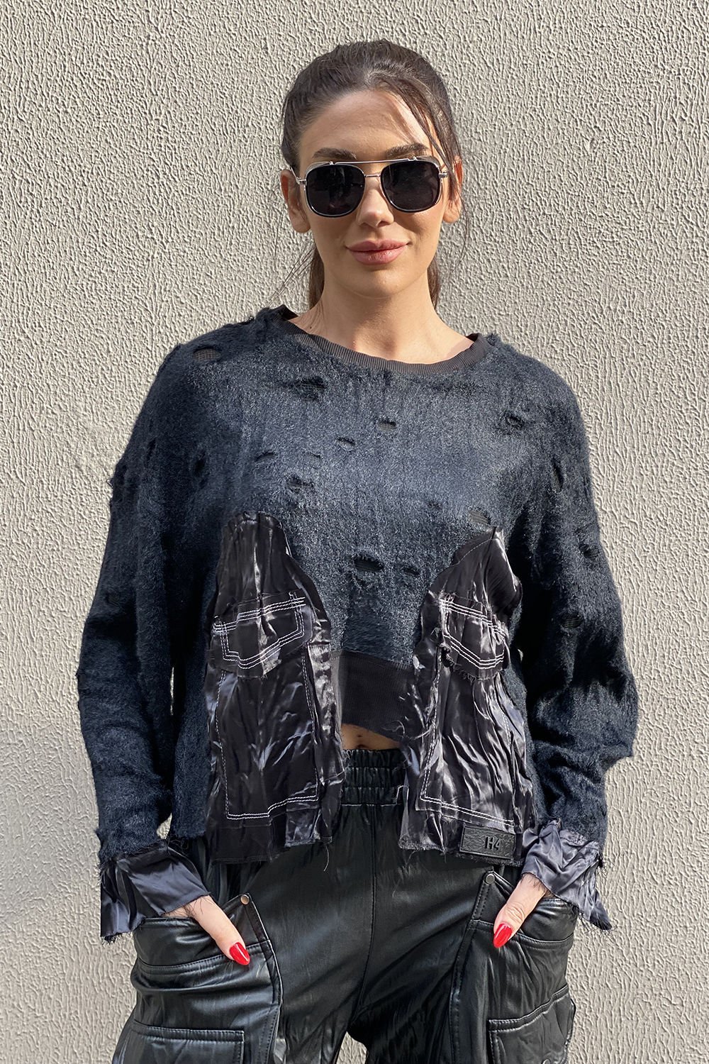 Polar&Saten Karma Kumaş Asimetrik Sweatshirt