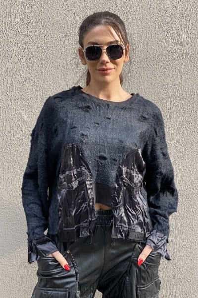 Polar&Saten Karma Kumaş Asimetrik Sweatshirt
