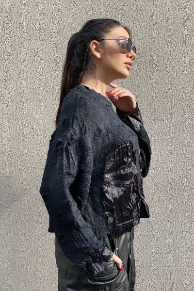 Polar&Saten Karma Kumaş Asimetrik Sweatshirt
