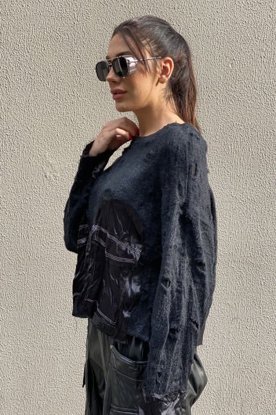 Polar&Saten Karma Kumaş Asimetrik Sweatshirt