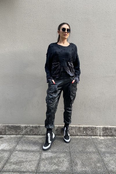 Polar&Saten Karma Kumaş Asimetrik Sweatshirt
