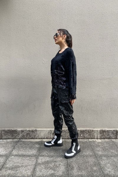 Polar&Saten Karma Kumaş Asimetrik Sweatshirt