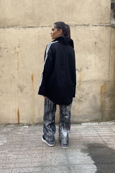 ''H Four'' Tasarım Oversize Çizgili Gömlek