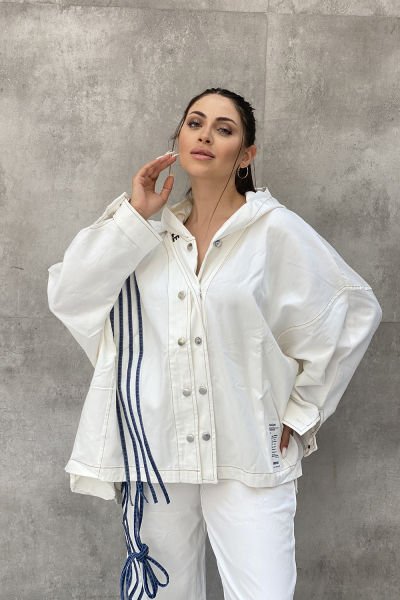 İpli Tasarım Oversize Kapüşonlu Ceket