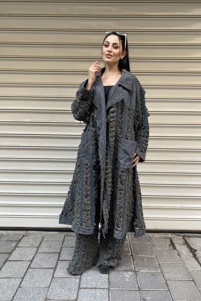 Çift Kumaşlı Tasarım Oversize Trençkot