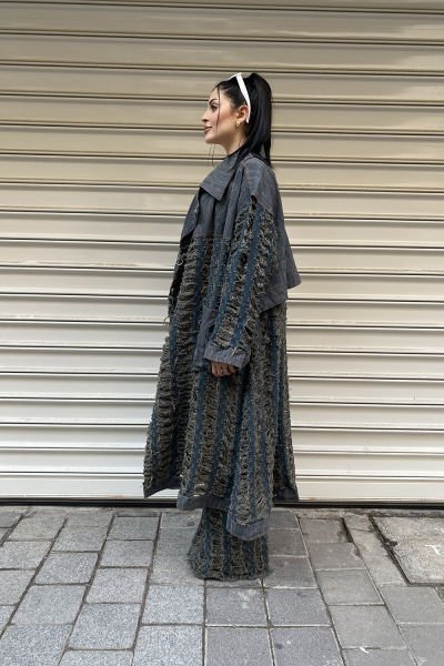 Çift Kumaşlı Tasarım Oversize Trençkot