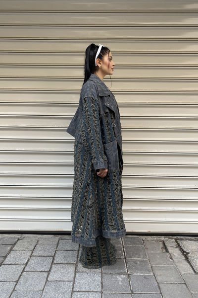 Çift Kumaşlı Tasarım Oversize Trençkot