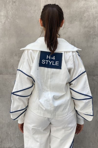 İpli Tasarım Oversize Kısa Ceket