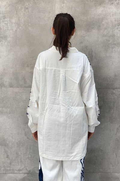 İpli Tasarım Dokuma Oversize Gömlek