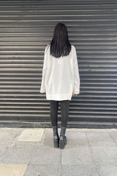 Delikli Kumaş Tasarım Oversize Ceket&Bluz