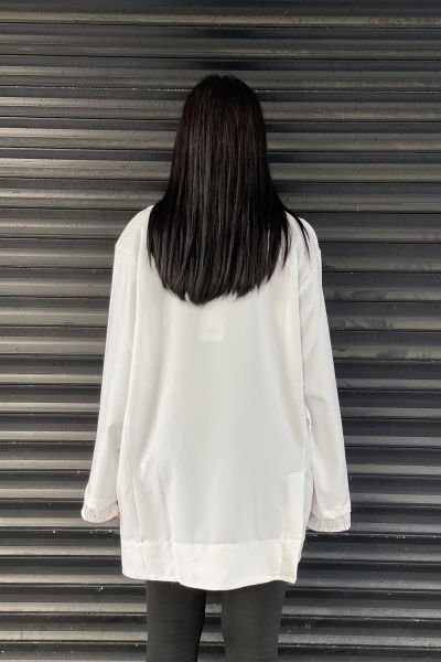 Delikli Kumaş Tasarım Oversize Ceket&Bluz