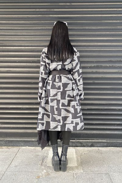 Fırfırlı Tasarım Oversize Çift Renk Trençkot
