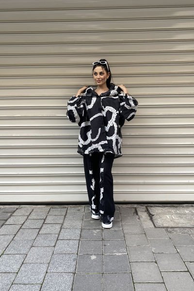Tül Detaylı Oversize Tasarım Pantolon