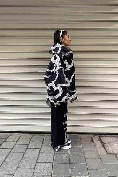 Tül Detaylı Oversize Tasarım Pantolon
