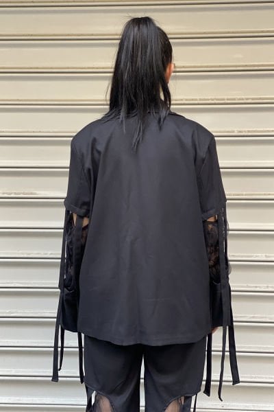 Tüllü Tasarım Saçaklı Spor Blazer Ceket