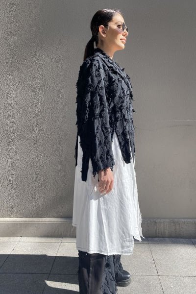 Siyah&Beyaz Tasarım Oversize Trençkot