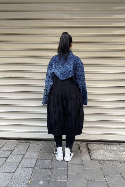 Taşlı Kot Tasarım Oversize Trençkot