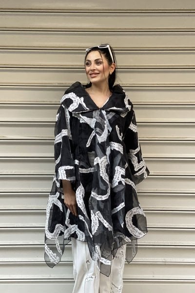 Tasarım Oversize Tül Trençkot