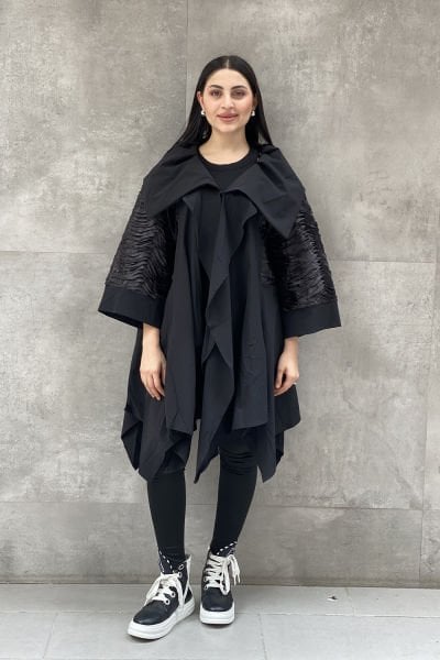 Tasarım Çift Kumaşlı Oversize Trençkot