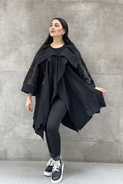 Tasarım Çift Kumaşlı Oversize Trençkot