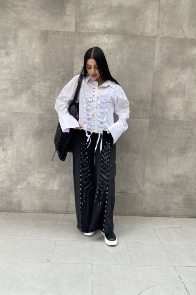 Bağcıklı Tasarım Oversize Gömlek