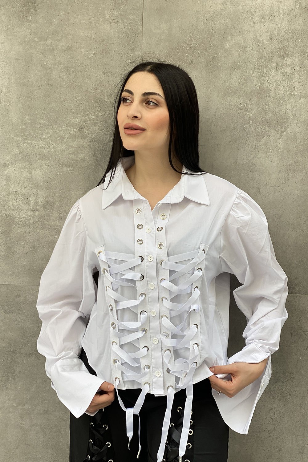 Bağcıklı Tasarım Oversize Gömlek