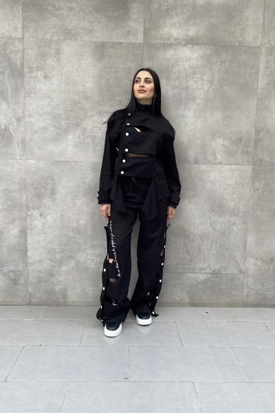 Kesik Tasarım Oversize Gömlek