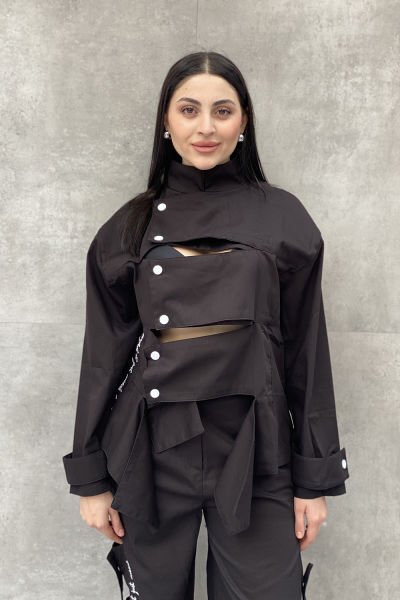 Kesik Tasarım Oversize Gömlek