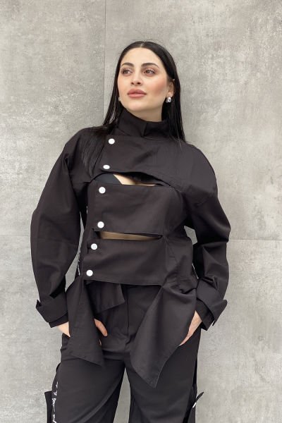 Kesik Tasarım Oversize Gömlek