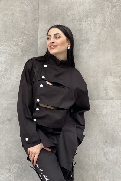 Kesik Tasarım Oversize Gömlek