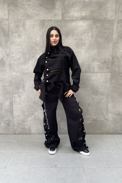 Kesik Tasarım Oversize Pantolon