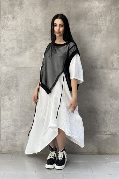 File Sweat Detaylı Tasarım Oversize Elbise