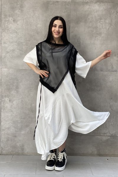 File Sweat Detaylı Tasarım Oversize Elbise
