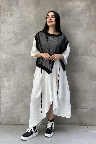 File Sweat Detaylı Tasarım Oversize Elbise