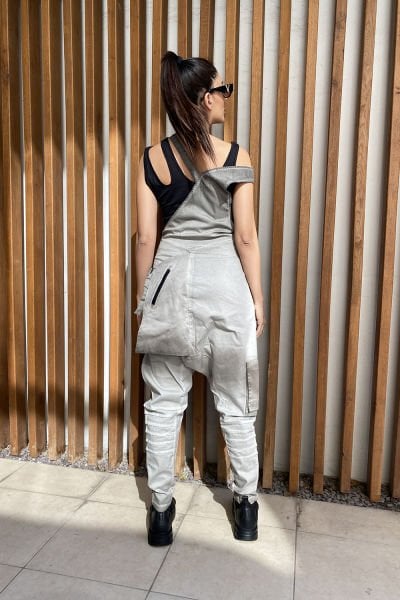 Tek Omuz Tasarım Oversize Şalvar Tulum
