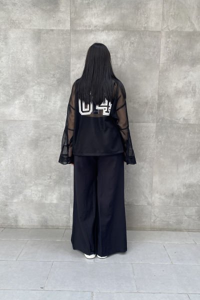 File Yırtmaç Tasarımlı Oversize Kemerli Pantolon