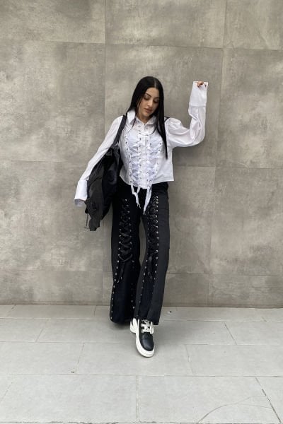 Bağcıklı Tasarım Oversize Pantolon