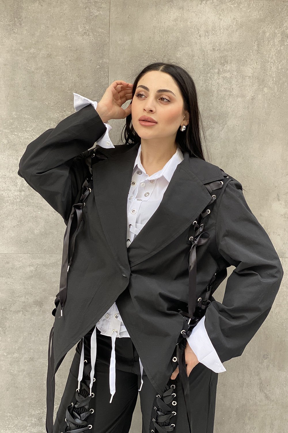 Bağcıklı Tasarım Oversize Blazer Ceket
