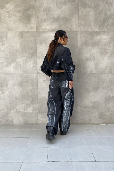 Sprey Tasarım Oversize Kot Pantolon