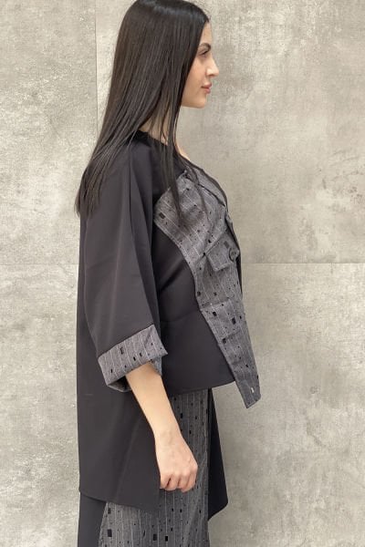 Delikli Kumaş Tasarım Oversize Bluz