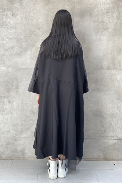 Delikli Kumaş Tasarım Oversize Elbise