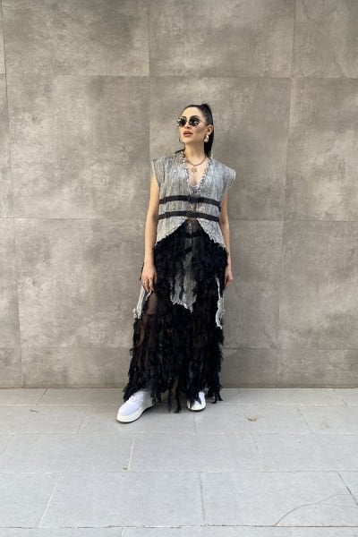 ''H4 Style'' Tasarım Oversize Tüylü Etek