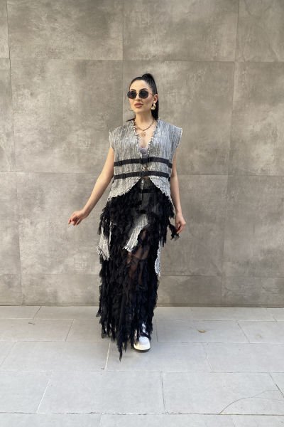 ''H4 Style'' Tasarım Oversize Tüylü Etek