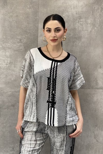Antrasit Kumaş Tasarım Oversize Bluz
