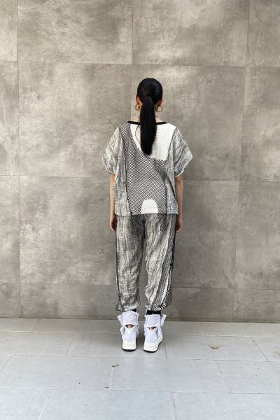 Antrasit Kumaş Tasarım Oversize Pantolon