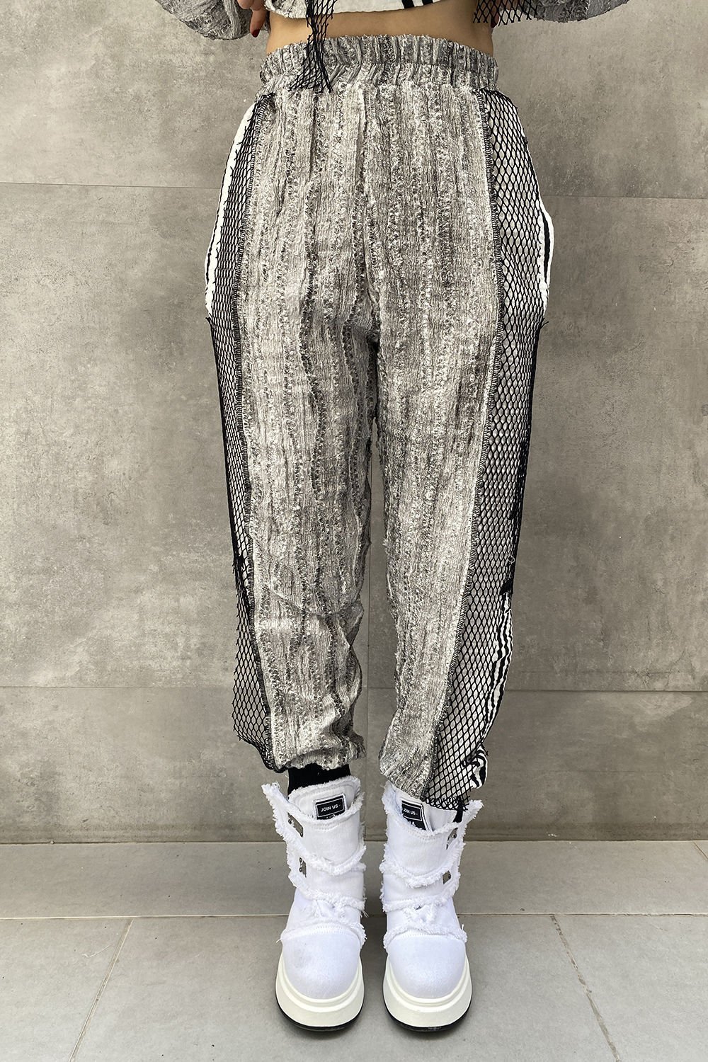 Antrasit Kumaş Tasarım Oversize Pantolon