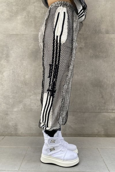 Antrasit Kumaş Tasarım Oversize Pantolon