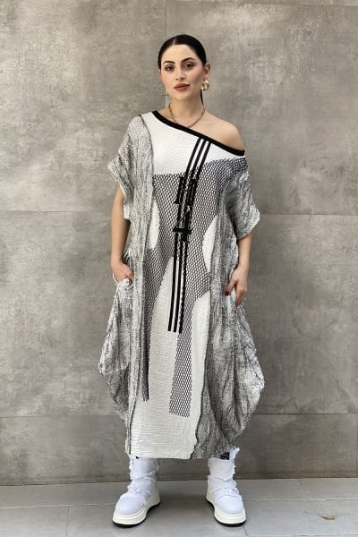 Antrasit Kumaş Tasarım Oversize Elbise