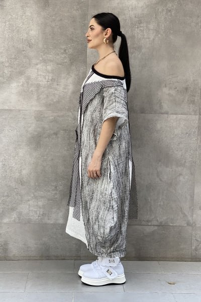 Antrasit Kumaş Tasarım Oversize Elbise