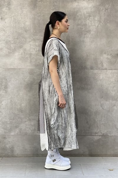 Antrasit Kumaş Tasarım Oversize Elbise